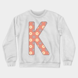 MONOGRAM LETTER K PINK FLORAL TYPOGRAPHY DESIGN Crewneck Sweatshirt